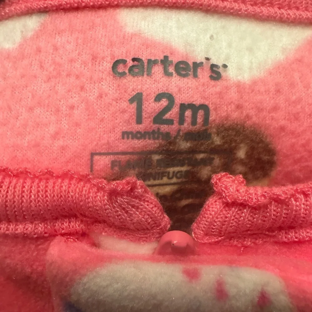 NWOT Carter’s 12M Pink Multicolor Dessert Long Sleeve Girls Footie Pajamas
